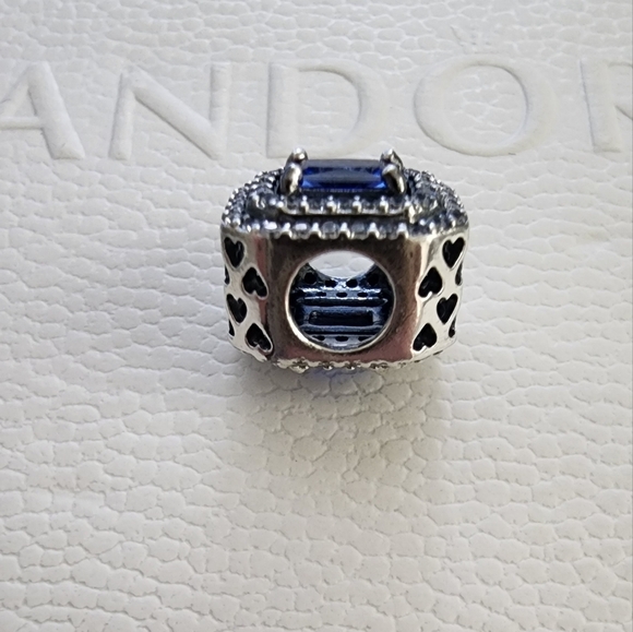 Pandora Blue Sparkling Levelled Rectangular Charm - Picture 4 of 12